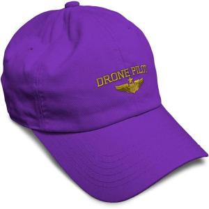 image:imageSoft Baseball Hat Embroidered Dad Hat Drone Pilot Gold Embroidery Men amp Ladies Baseball Cap CottonPurple Design Only