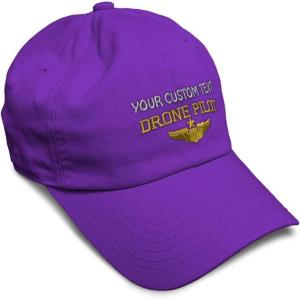 image:imageSoft Baseball Hat Embroidered Dad Hat Drone Pilot Gold Embroidery Men amp Ladies Baseball Cap CottonPurple Personalized Text Here