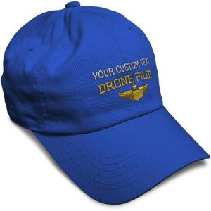 image:imageSoft Baseball Hat Embroidered Dad Hat Drone Pilot Gold Embroidery Men amp Ladies Baseball Cap CottonRoyal Blue Personalized Text Here