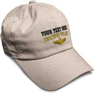 image:imageSoft Baseball Hat Embroidered Dad Hat Drone Pilot Gold Embroidery Men amp Ladies Baseball Cap CottonStone Personalized Text Here
