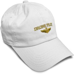 image:imageSoft Baseball Hat Embroidered Dad Hat Drone Pilot Gold Embroidery Men amp Ladies Baseball Cap CottonWhite Design Only