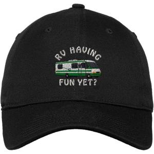 image:imageSpeedy Pros Rv Having Fun Yet Embroidered Unisex Adult Flat Solid Buckle Cotton Unstructured Hat Low Profile Cap  Black One Size