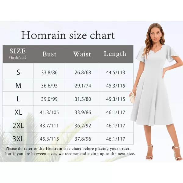 HomRain Ruffle Sleeve Cocktail Dresses for Wedding Guest Fit and Flare Tea Length Party Dress