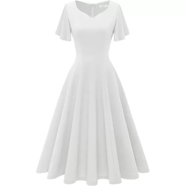 HomRain Ruffle Sleeve Cocktail Dresses for Wedding Guest Fit and Flare Tea Length Party Dress