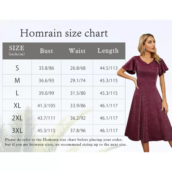HomRain Ruffle Sleeve Cocktail Dresses for Wedding Guest Fit and Flare Tea Length Party Dress