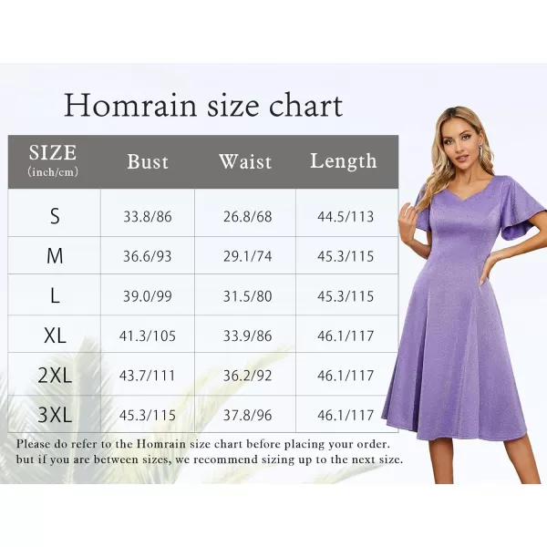 HomRain Ruffle Sleeve Cocktail Dresses for Wedding Guest Fit and Flare Tea Length Party Dress