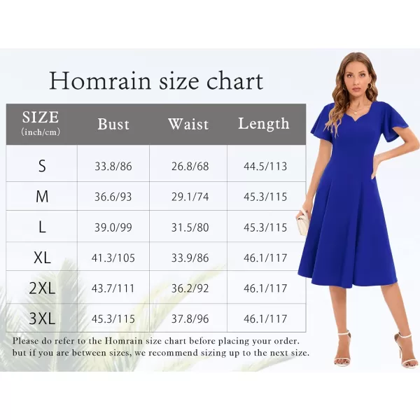 HomRain Ruffle Sleeve Cocktail Dresses for Wedding Guest Fit and Flare Tea Length Party Dress