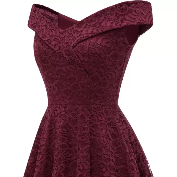 HomRain Women's Elegant Floral Lace Dress Off The Shoulder High Low Hem Dresses for Wedding for Cocktail for Party