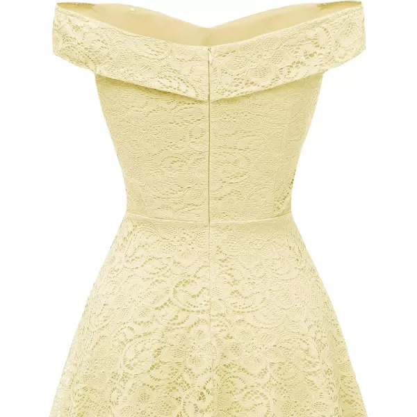 HomRain Women's Elegant Floral Lace Dress Off The Shoulder High Low Hem Dresses for Wedding for Cocktail for Party