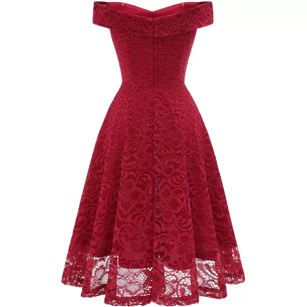 HomRain Women's Elegant Floral Lace Dress Off The Shoulder High Low Hem Dresses for Wedding for Cocktail for Party