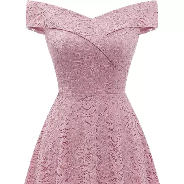 HomRain Women's Elegant Floral Lace Dress Off The Shoulder High Low Hem Dresses for Wedding for Cocktail for Party