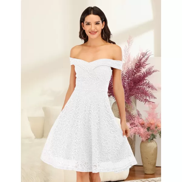 HomRain Women's Elegant Floral Lace Dress Off The Shoulder High Low Hem Dresses for Wedding for Cocktail for Party