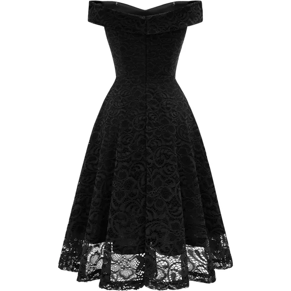 HomRain Women's Elegant Floral Lace Dress Off The Shoulder High Low Hem Dresses for Wedding for Cocktail for Party