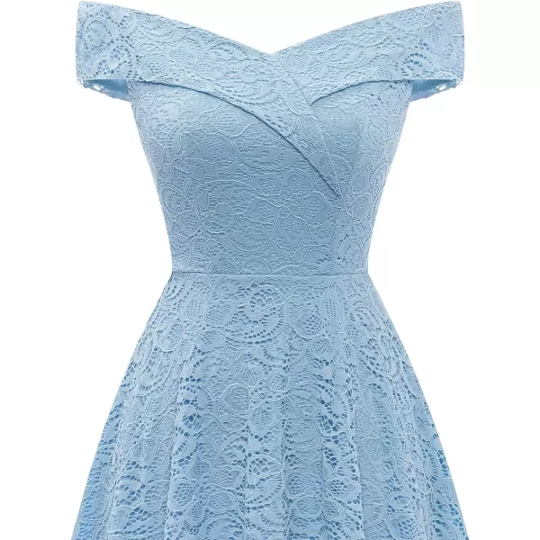 HomRain Women's Elegant Floral Lace Dress Off The Shoulder High Low Hem Dresses for Wedding for Cocktail for Party