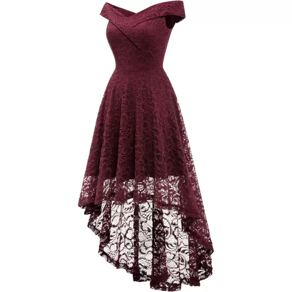 HomRain Women's Elegant Floral Lace Dress Off The Shoulder High Low Hem Dresses for Wedding for Cocktail for Party