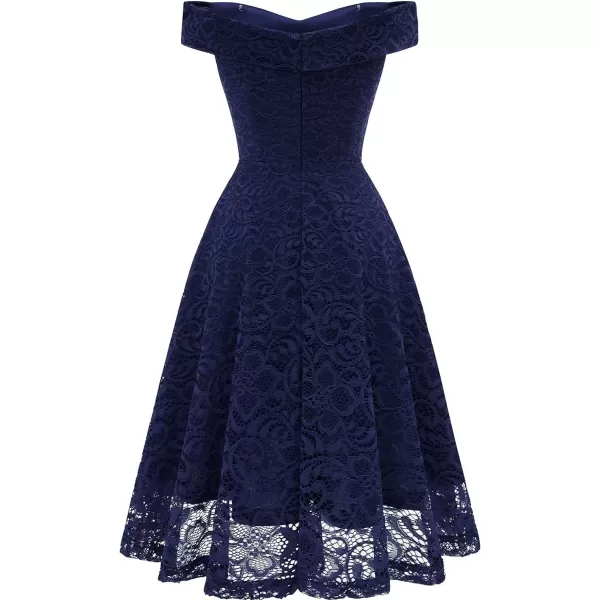 HomRain Women's Elegant Floral Lace Dress Off The Shoulder High Low Hem Dresses for Wedding for Cocktail for Party