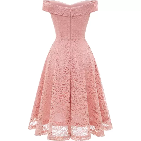 HomRain Women's Elegant Floral Lace Dress Off The Shoulder High Low Hem Dresses for Wedding for Cocktail for Party