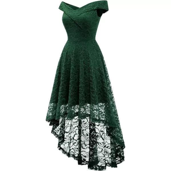 HomRain Women's Elegant Floral Lace Dress Off The Shoulder High Low Hem Dresses for Wedding for Cocktail for Party