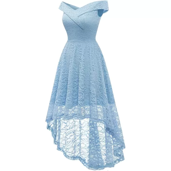 HomRain Women's Elegant Floral Lace Dress Off The Shoulder High Low Hem Dresses for Wedding for Cocktail for Party