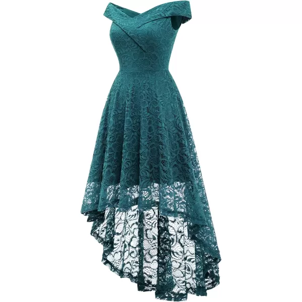 HomRain Women's Elegant Floral Lace Dress Off The Shoulder High Low Hem Dresses for Wedding for Cocktail for Party