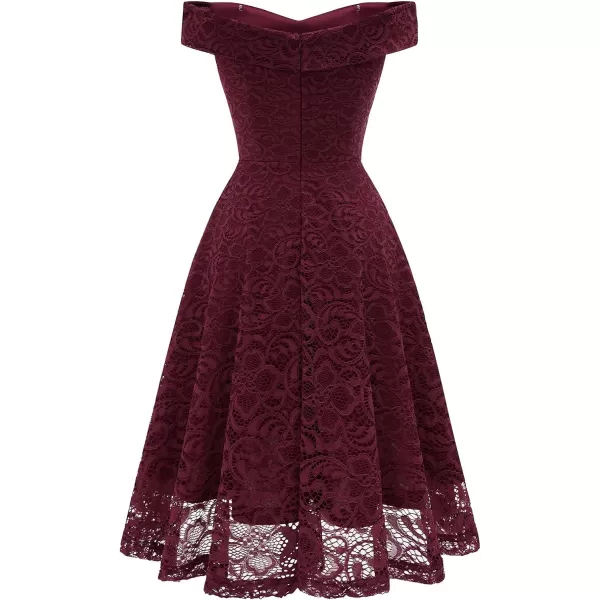 HomRain Women's Elegant Floral Lace Dress Off The Shoulder High Low Hem Dresses for Wedding for Cocktail for Party