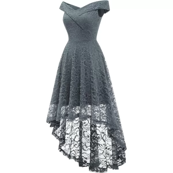 HomRain Women's Elegant Floral Lace Dress Off The Shoulder High Low Hem Dresses for Wedding for Cocktail for Party