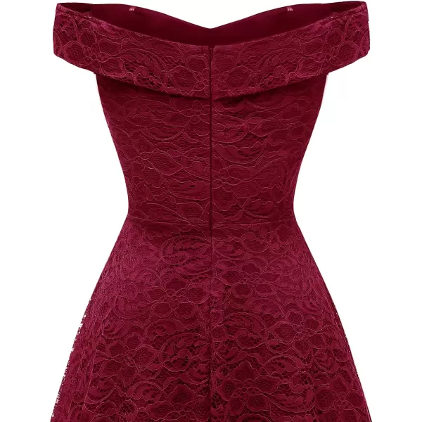 HomRain Women's Elegant Floral Lace Dress Off The Shoulder High Low Hem Dresses for Wedding for Cocktail for Party