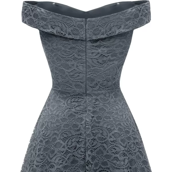 HomRain Women's Elegant Floral Lace Dress Off The Shoulder High Low Hem Dresses for Wedding for Cocktail for Party
