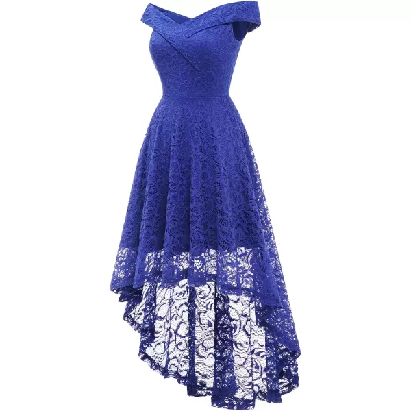 HomRain Women's Elegant Floral Lace Dress Off The Shoulder High Low Hem Dresses for Wedding for Cocktail for Party