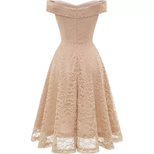 HomRain Women's Elegant Floral Lace Dress Off The Shoulder High Low Hem Dresses for Wedding for Cocktail for Party