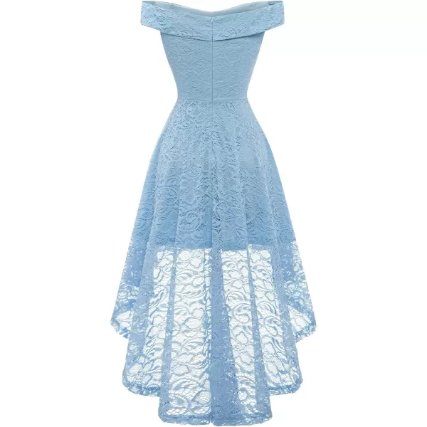 HomRain Women's Elegant Floral Lace Dress Off The Shoulder High Low Hem Dresses for Wedding for Cocktail for Party