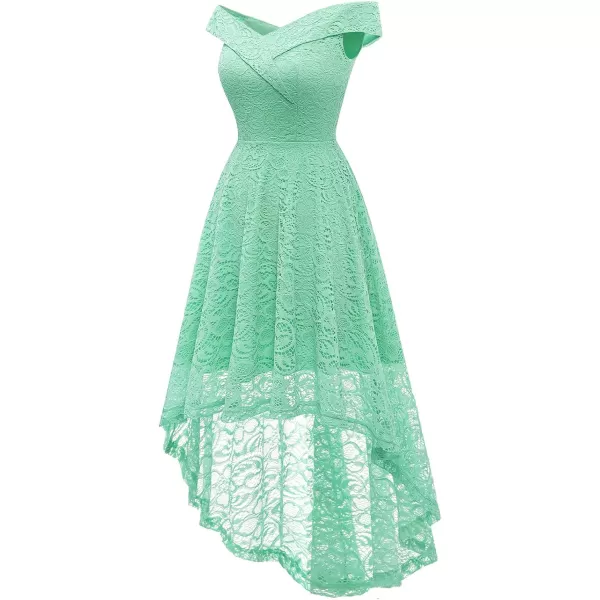 HomRain Women's Elegant Floral Lace Dress Off The Shoulder High Low Hem Dresses for Wedding for Cocktail for Party