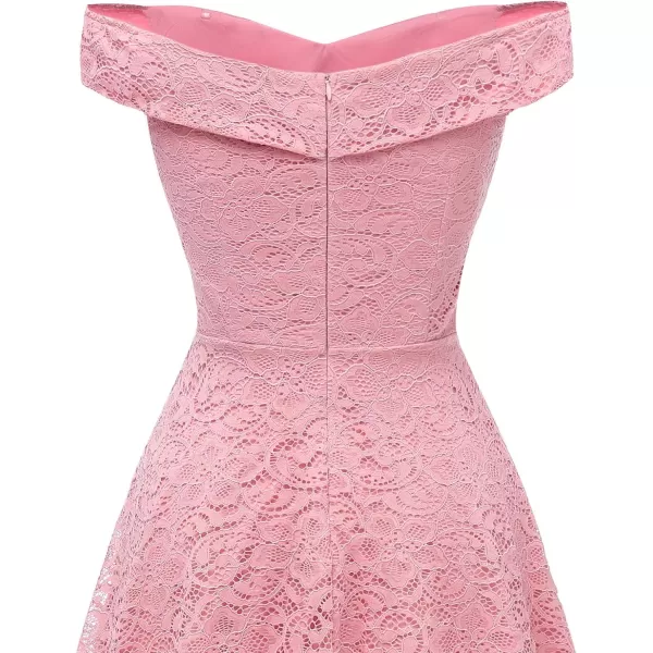 HomRain Women's Elegant Floral Lace Dress Off The Shoulder High Low Hem Dresses for Wedding for Cocktail for Party