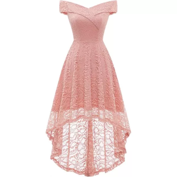 HomRain Women's Elegant Floral Lace Dress Off The Shoulder High Low Hem Dresses for Wedding for Cocktail for Party