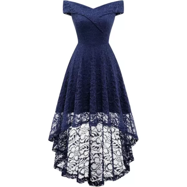HomRain Women's Elegant Floral Lace Dress Off The Shoulder High Low Hem Dresses for Wedding for Cocktail for Party