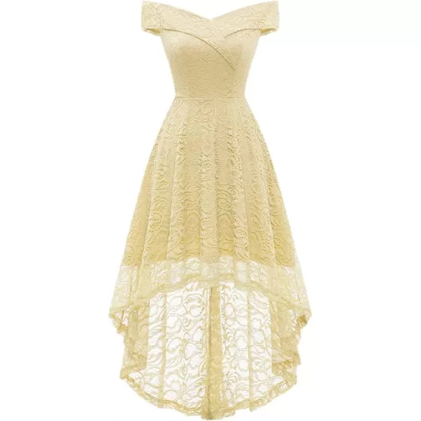HomRain Women's Elegant Floral Lace Dress Off The Shoulder High Low Hem Dresses for Wedding for Cocktail for Party