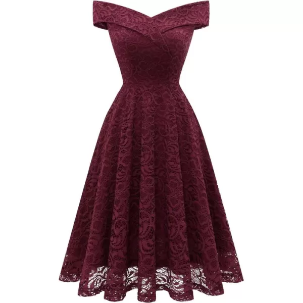 HomRain Women's Elegant Floral Lace Dress Off The Shoulder High Low Hem Dresses for Wedding for Cocktail for Party