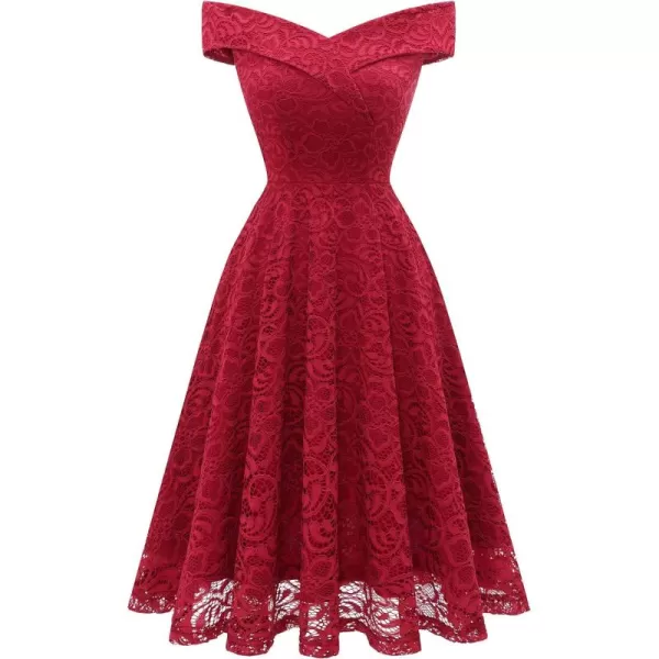 HomRain Women's Elegant Floral Lace Dress Off The Shoulder High Low Hem Dresses for Wedding for Cocktail for Party