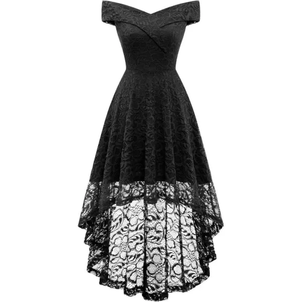 HomRain Women's Elegant Floral Lace Dress Off The Shoulder High Low Hem Dresses for Wedding for Cocktail for Party