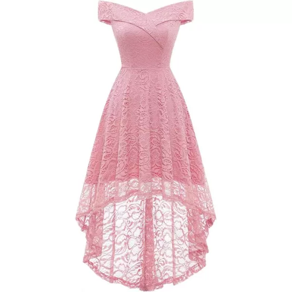 HomRain Women's Elegant Floral Lace Dress Off The Shoulder High Low Hem Dresses for Wedding for Cocktail for Party