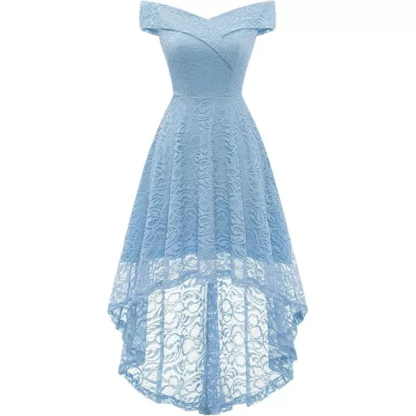 HomRain Women's Elegant Floral Lace Dress Off The Shoulder High Low Hem Dresses for Wedding for Cocktail for Party