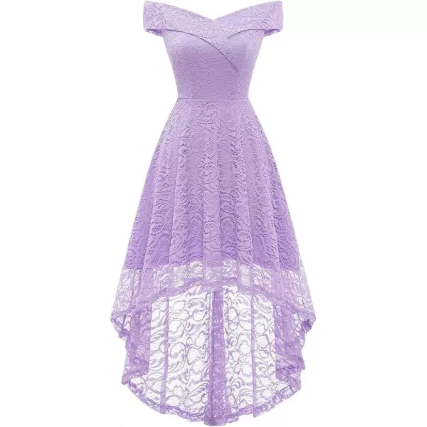 HomRain Women's Elegant Floral Lace Dress Off The Shoulder High Low Hem Dresses for Wedding for Cocktail for Party