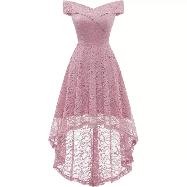 HomRain Women's Elegant Floral Lace Dress Off The Shoulder High Low Hem Dresses for Wedding for Cocktail for Party