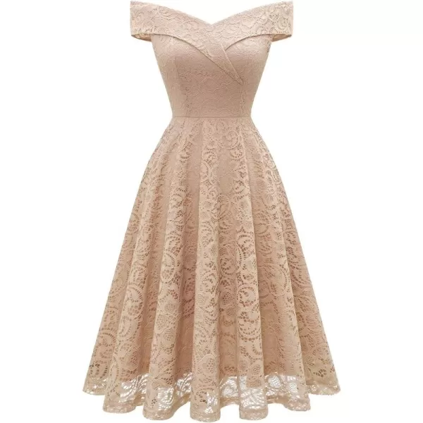 HomRain Women's Elegant Floral Lace Dress Off The Shoulder High Low Hem Dresses for Wedding for Cocktail for Party