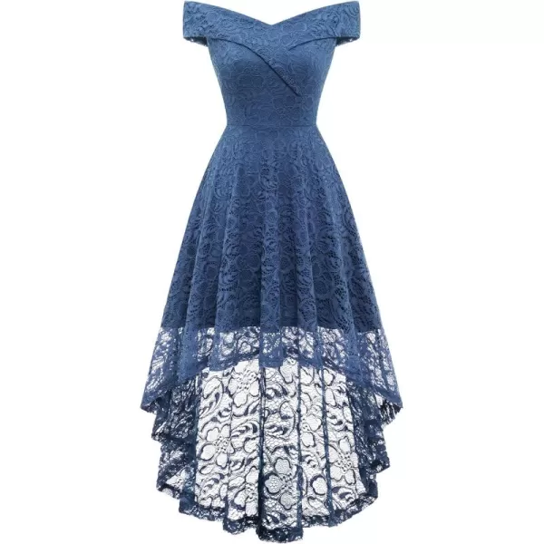HomRain Women's Elegant Floral Lace Dress Off The Shoulder High Low Hem Dresses for Wedding for Cocktail for Party