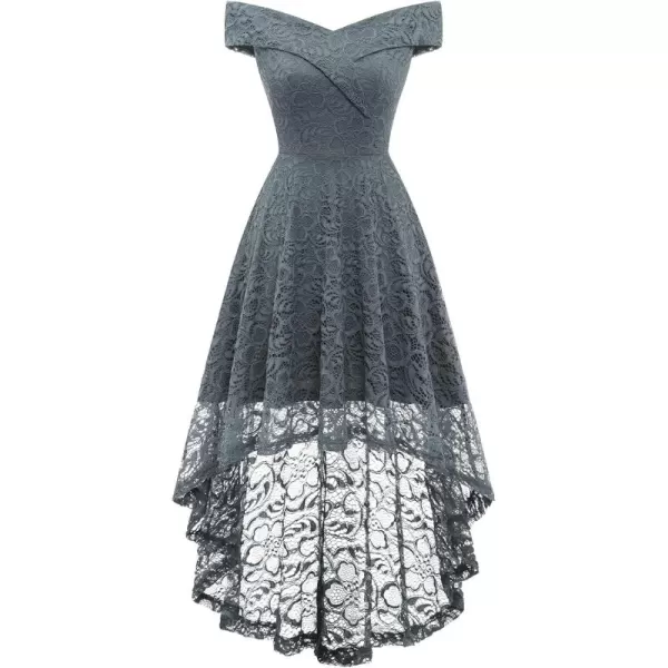 HomRain Women's Elegant Floral Lace Dress Off The Shoulder High Low Hem Dresses for Wedding for Cocktail for Party