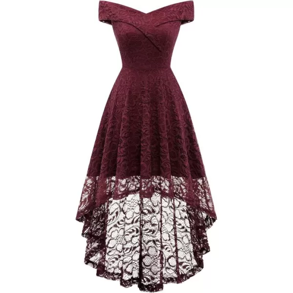 HomRain Women's Elegant Floral Lace Dress Off The Shoulder High Low Hem Dresses for Wedding for Cocktail for Party