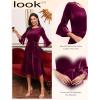 imageHomRain Womens Velvet Dress Long Sleeve Velvet Wedding Guest Dress Velvet Dresse for Women Cocktail Evening PartyVelvetburgundy