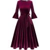 imageHomRain Womens Velvet Dress Long Sleeve Velvet Wedding Guest Dress Velvet Dresse for Women Cocktail Evening PartyVelvetburgundy