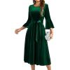 imageHomRain Womens Velvet Dress Long Sleeve Velvet Wedding Guest Dress Velvet Dresse for Women Cocktail Evening PartyVelvetdarkgreen